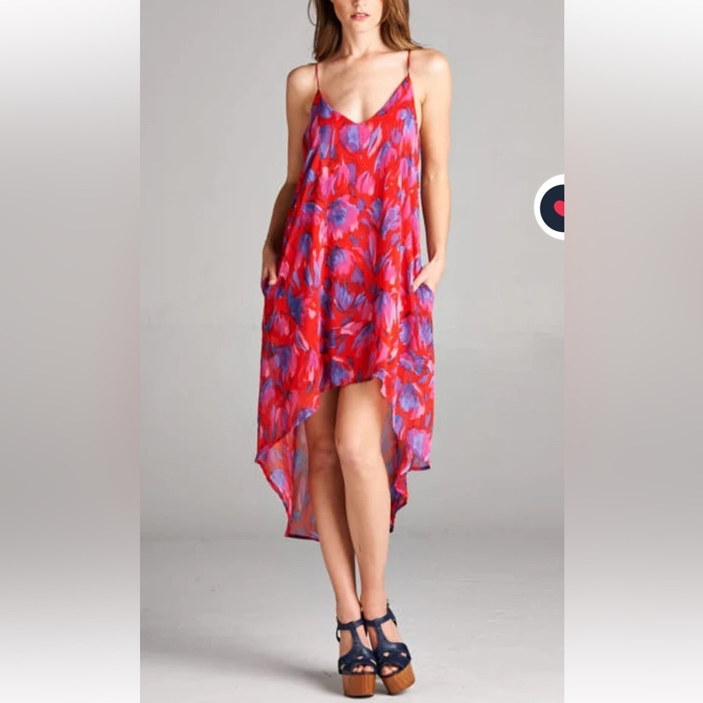 The Impeccable Pig Red and Purple High Low Dress Size Medium